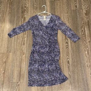 Blue patterned wrap dress